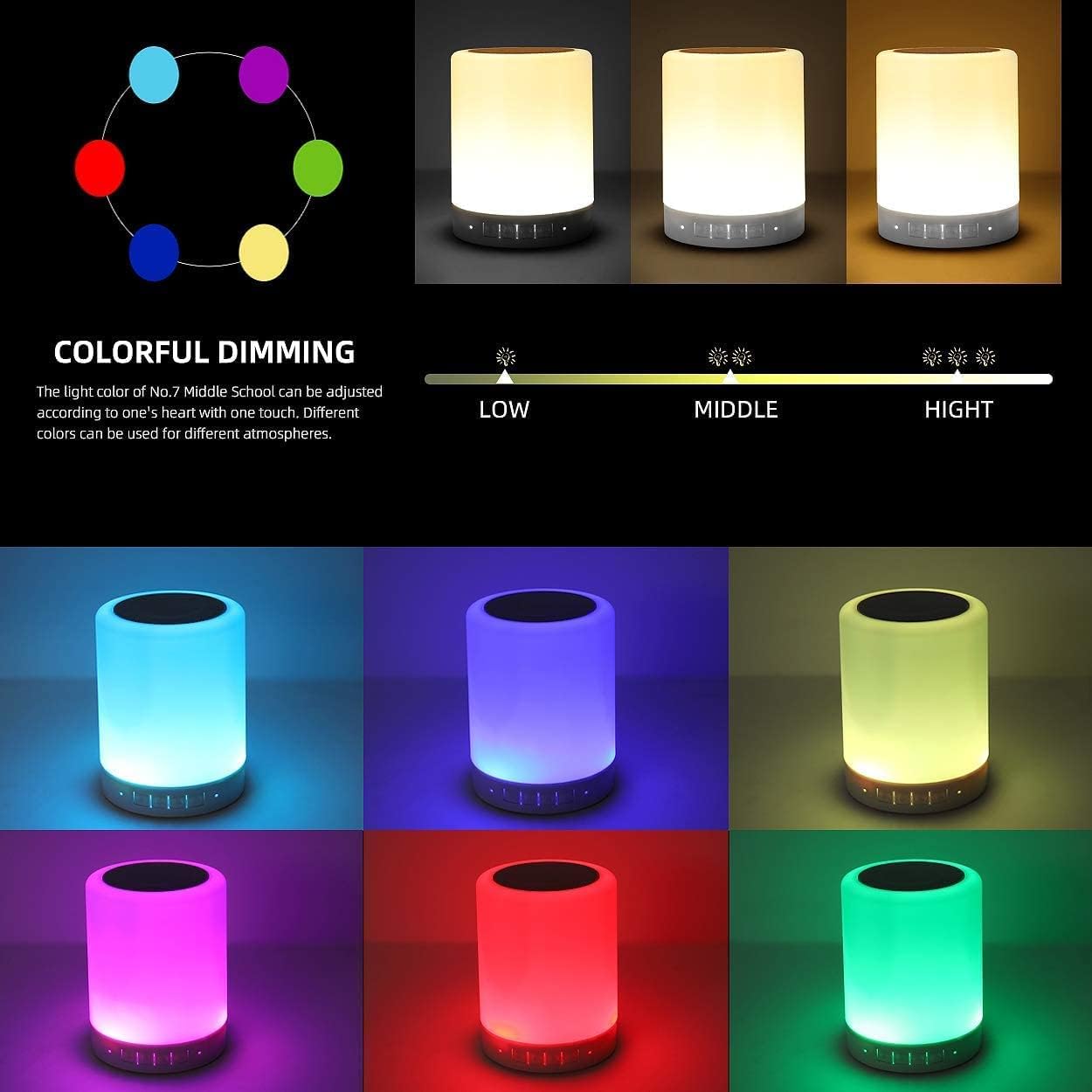 Night Light Bluetooth Speaker, Portable Wireless Bluetooth Speakers, Touch Control Bedside Table Light, Outdoor Speakers Bluetooth, for Kids,Bedroom,Camping