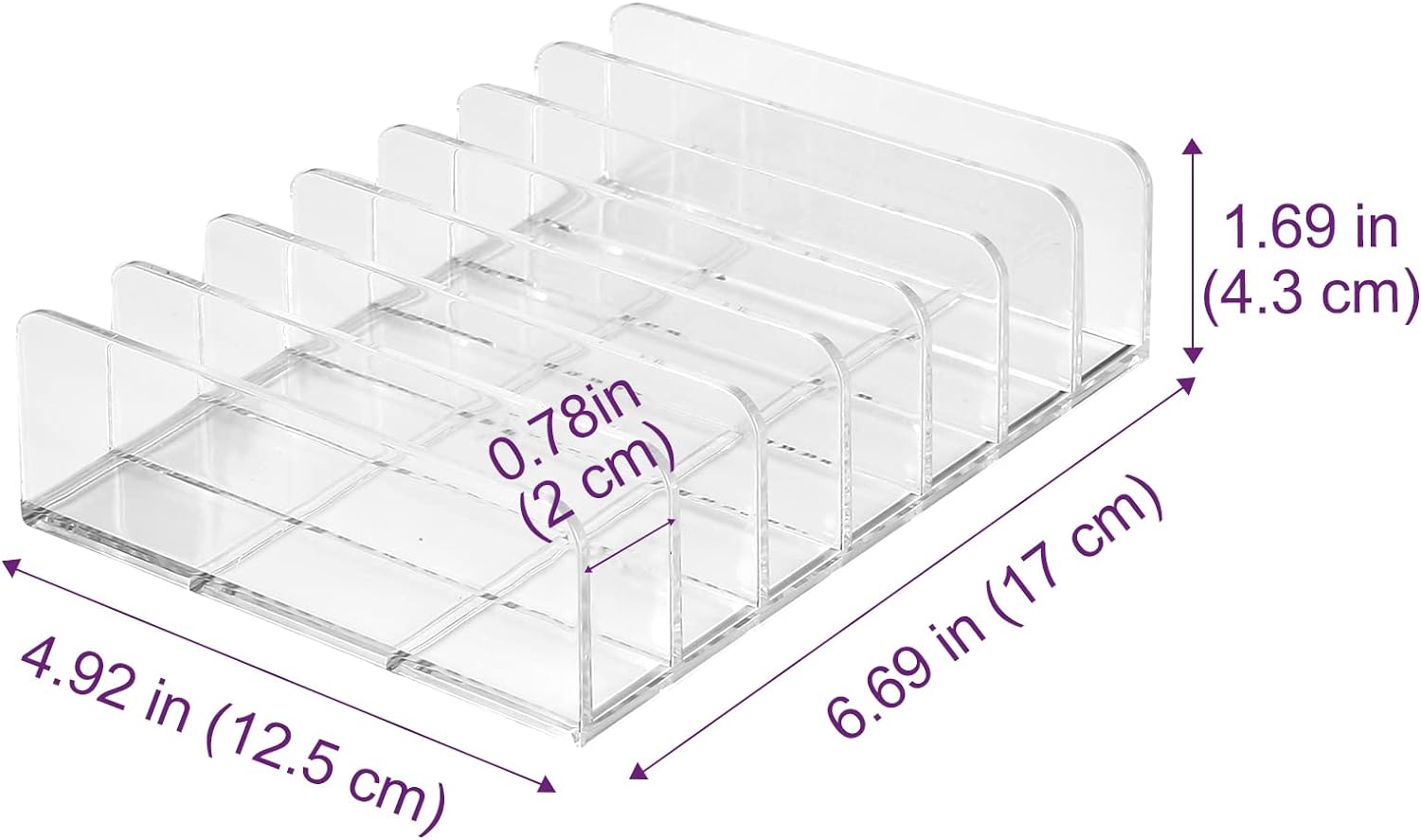 [2 Pack] Lolalet Clear Acrylic Makeup Palettes Organizer, Divided Sections Stand Rack For Eyeshadows Contours Bronzers Blush Face Powder, Cosmetics Display Storage Holder – 14 Slots