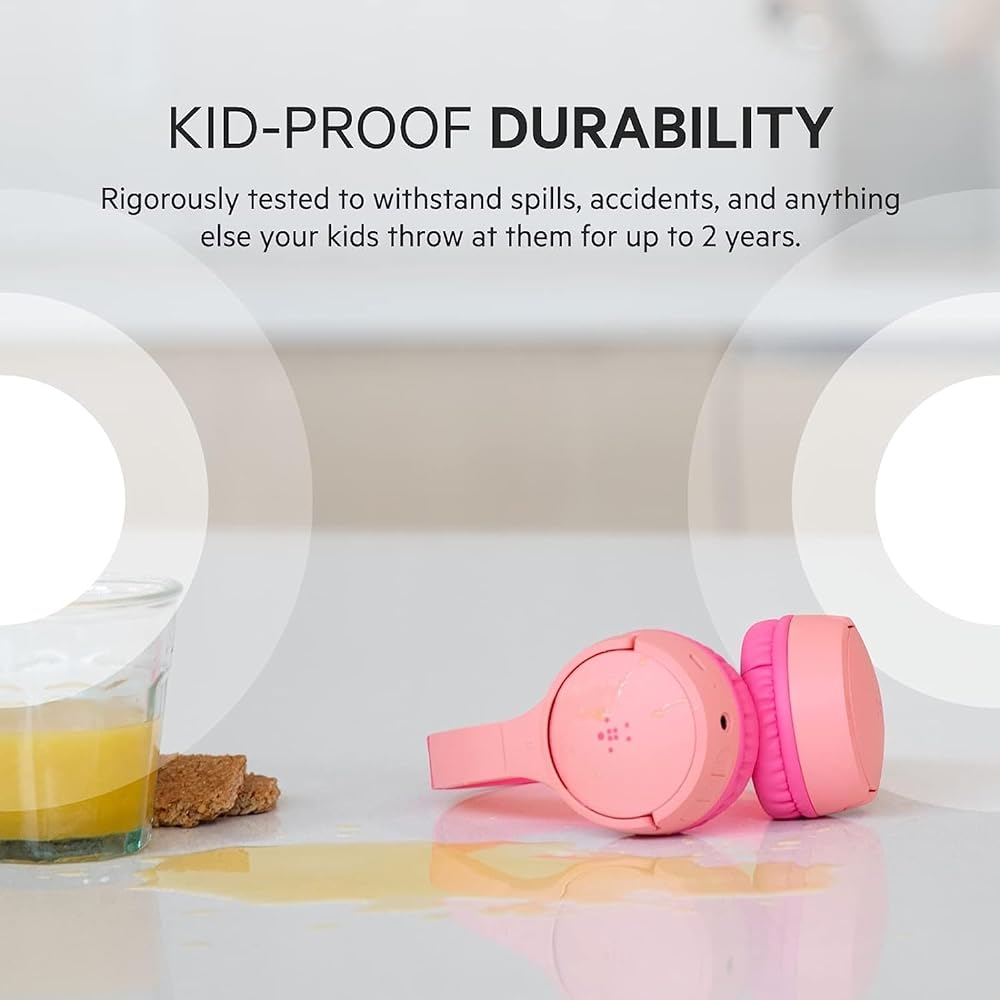 Belkin SoundForm Mini Kids Wireless Headphones with Built in Microphone, On Ear Headsets Girls and Boys For Online Learning, School, Travel Compatible with iPhones, iPads, Galaxy and more - Blue