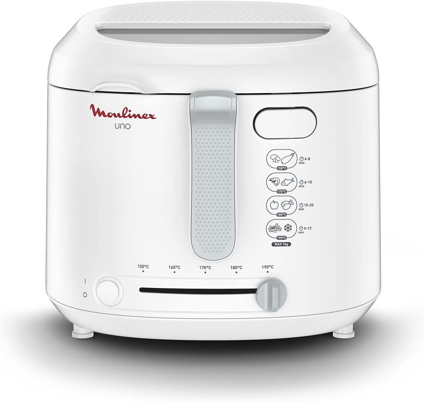 Moulinex Uno Electric Deep Fryer,1 kg Capacity, Serves 4, Compact Fryer, Easy Storage, Draining Position for Less Oil, Viewing Window, AF203127