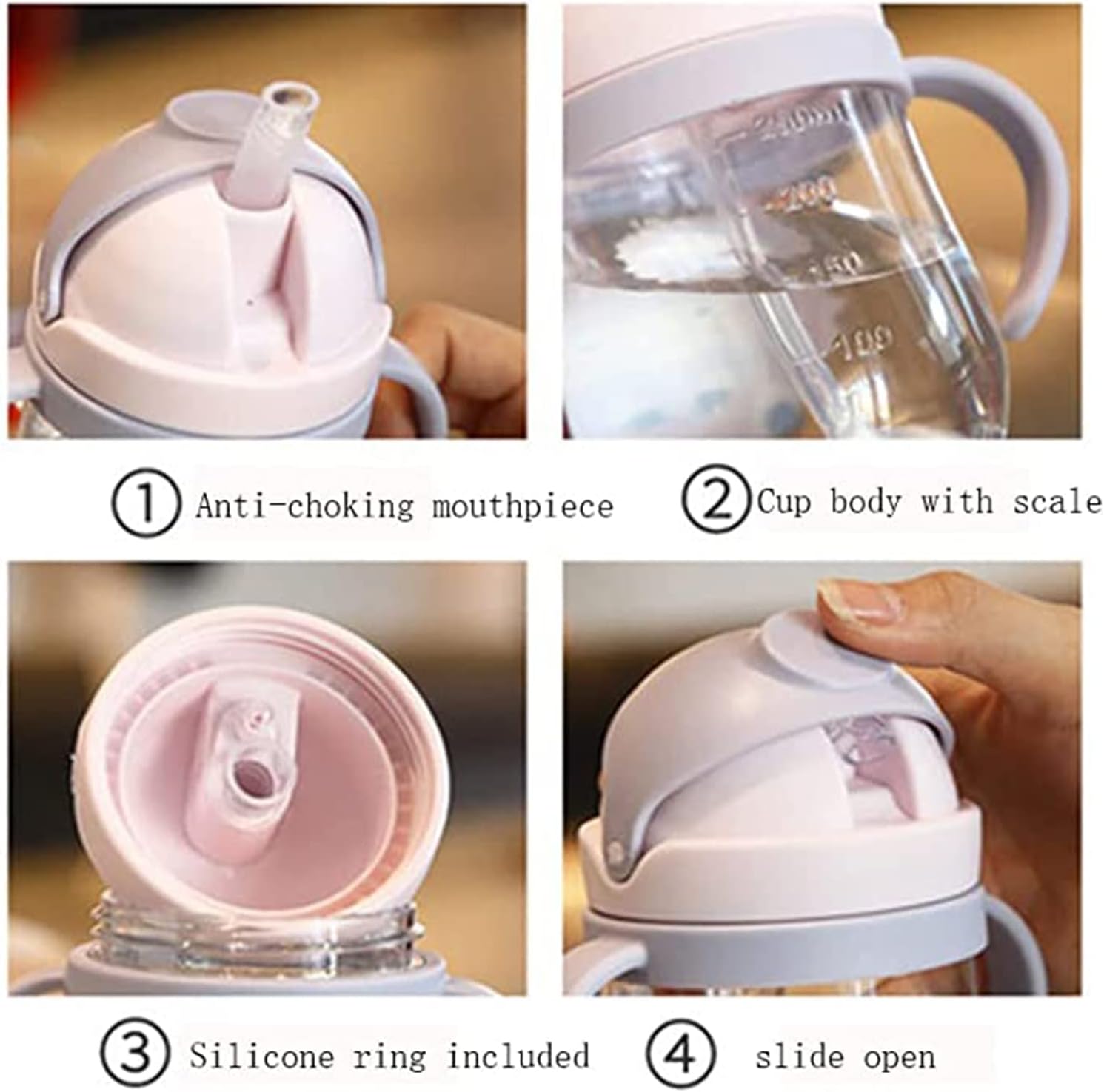 KASTWAVE Sippy Cup for Baby, Sippy Cup for Baby more than 6 months, Spill-Proof Sippy Cup, Toddler Cup with Straw and Handle, Anti-drop, Anti-leakage, Anti-choking for Boys Girls Child (300ml)