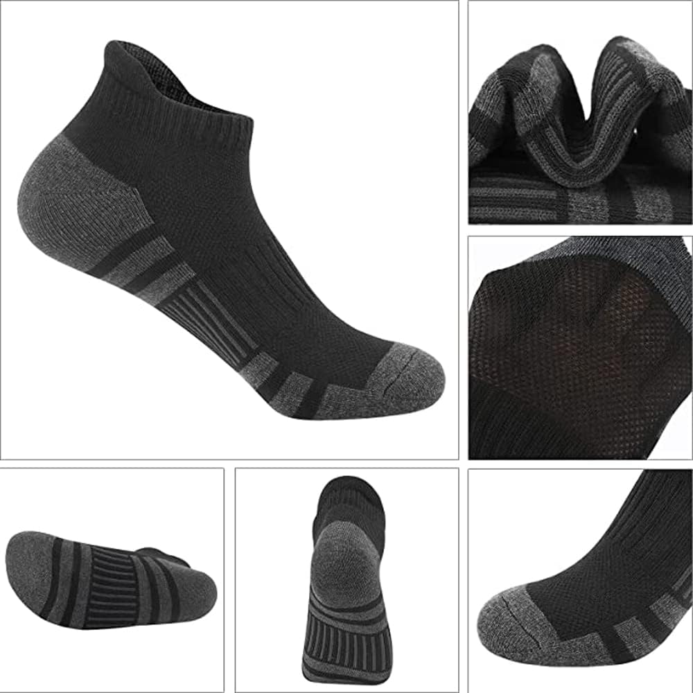 Arabest 6 Pairs Running Ankle Socks for Men Women,Compression Socks Athletic Cotton Comfort Cushion Sports Sock,Comfort Fit Low-Top Socks,Breathable,Sweat-Absorptive,Women Odor-Resistant Socks