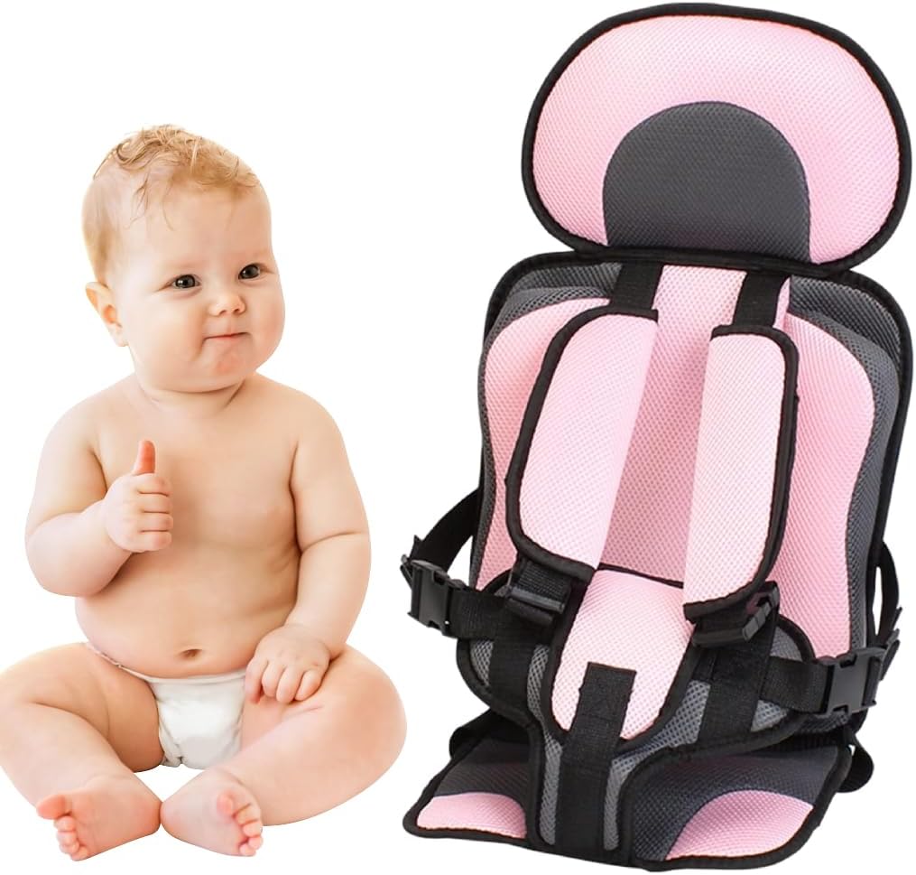 Auto Car Auxiliary Safety Seat Simple Car Portable Seat Belt, Foldable Car Seat Booster Seat for Car Protection, Travel Car Seat Accessories for 0-12 (Small (0-4 Year), Pink)