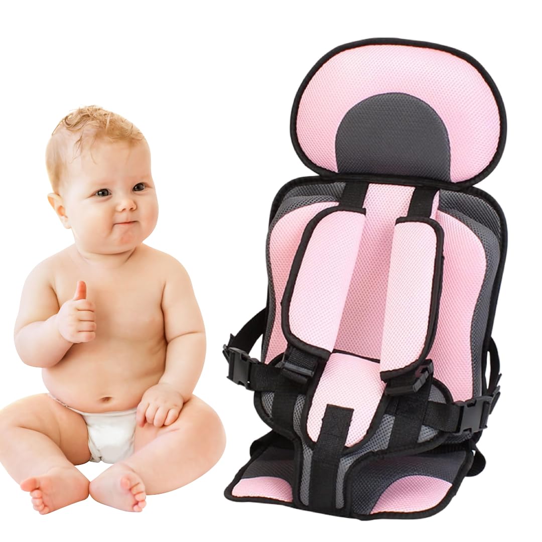Auto Car Auxiliary Safety Seat Simple Car Portable Seat Belt, Foldable Car Seat Booster Seat for Car Protection, Travel Car Seat Accessories for 0-12 (Small (0-4 Year), Pink)