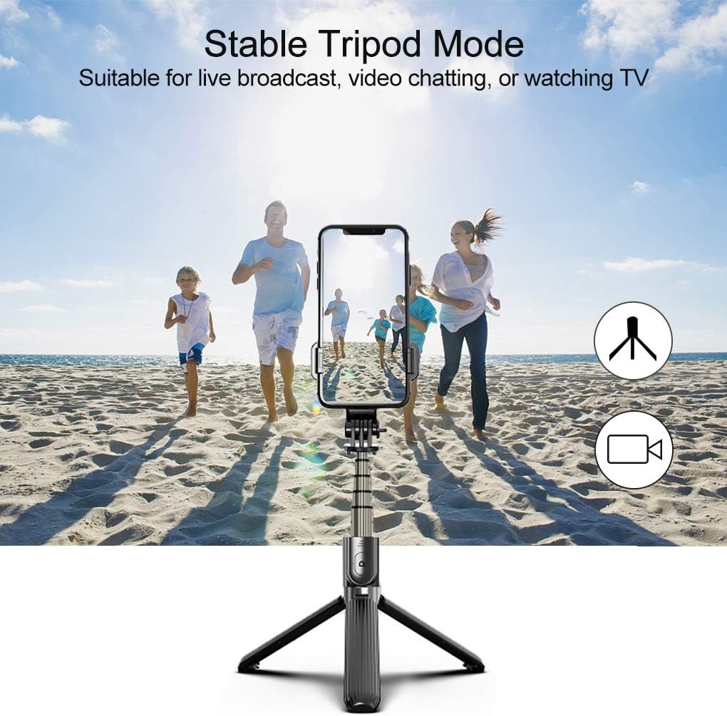UPXON Selfie Stick Gimbal Stabilizer, 360 Rotation Tripod with Wireless Remote, Portable Phone Holder, Auto Balance 1-Axis Gimbal for Smartphones Tiktok Vlog Youtuber Live Video Record