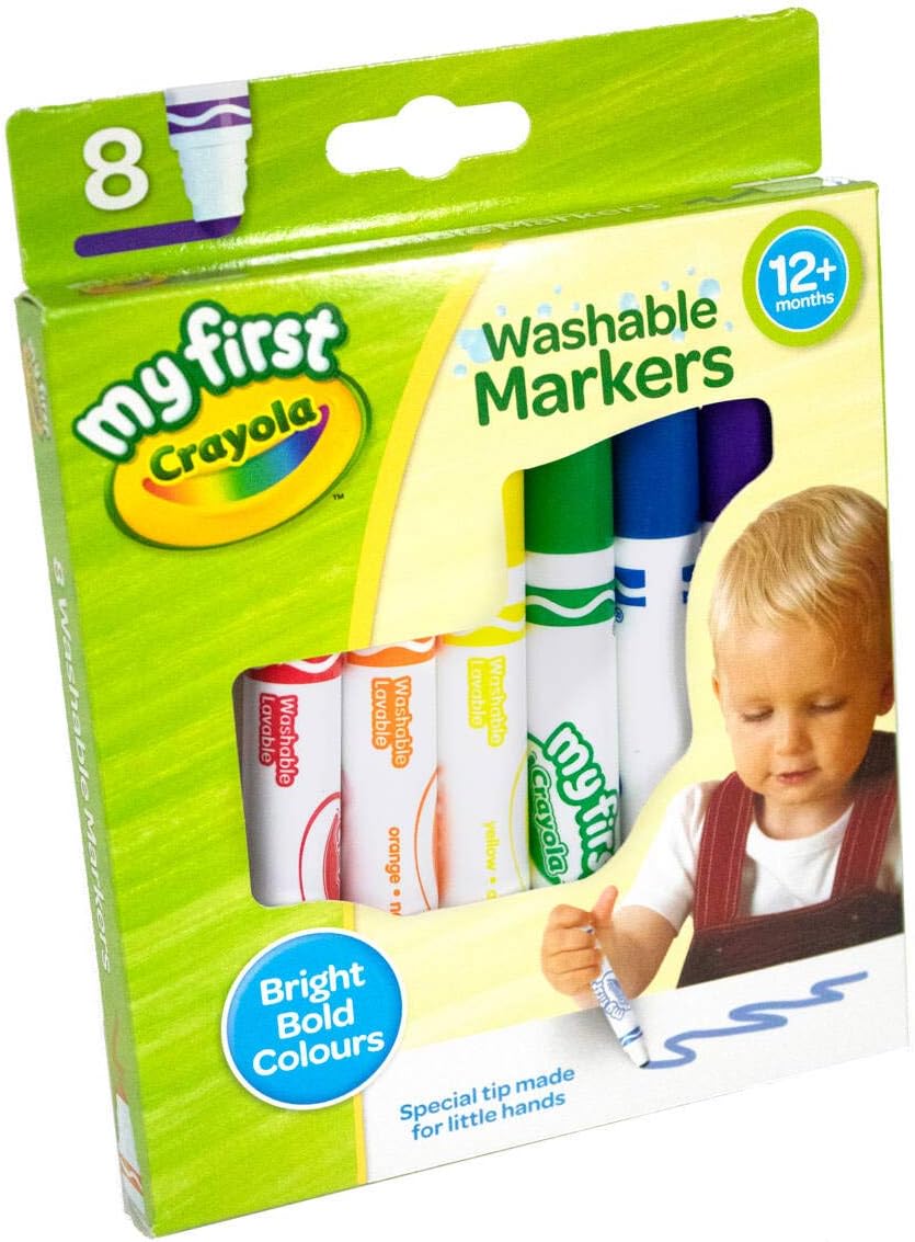 Crayola MyFirst Washable Markers - Assorted Colours (Pack of 8) | Easy-Grip Markers Perfect for Toddlers Hands | Ideal for Kids Aged 12+ Months