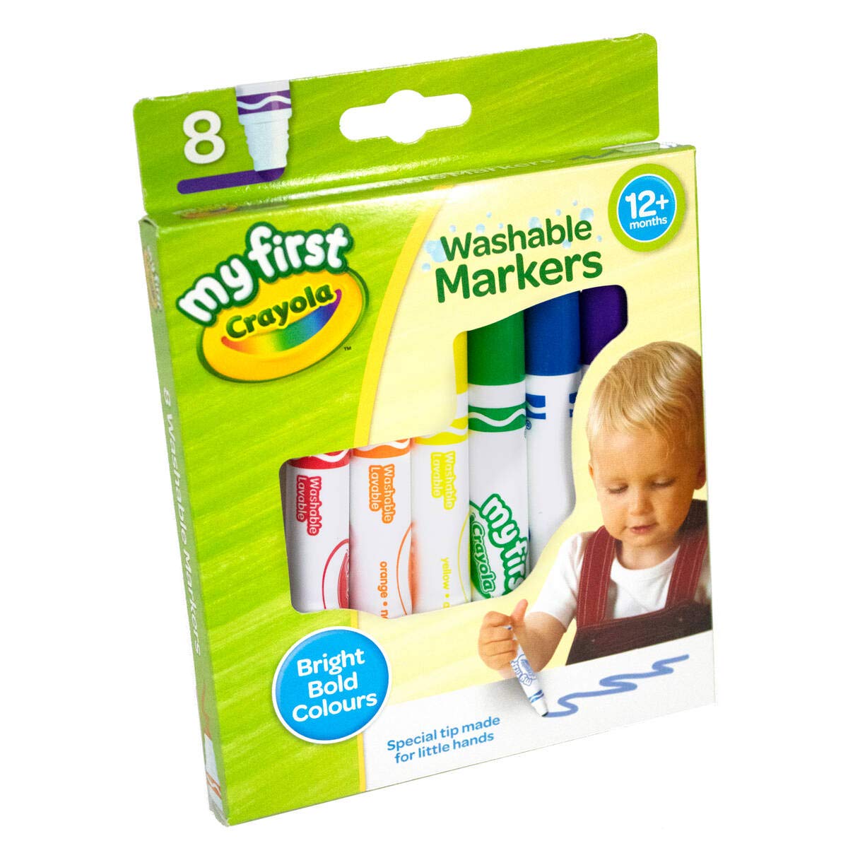 Crayola MyFirst Washable Markers - Assorted Colours (Pack of 8) | Easy-Grip Markers Perfect for Toddlers Hands | Ideal for Kids Aged 12+ Months