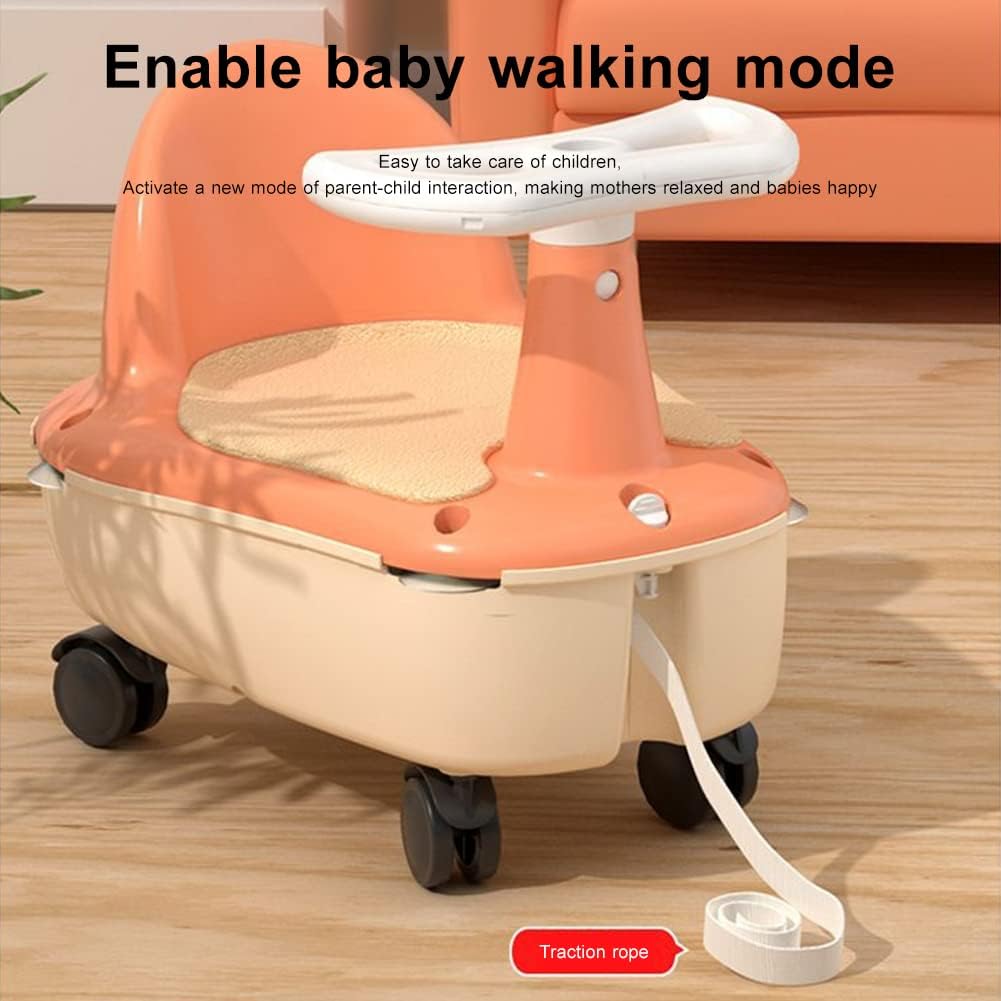 FMQSHOP Baby Bath Seat, 3 in 1 Portable Table Chair, Baby Walker,Multifunctional Storage Seat with PU Soft Seat Cushion and Universal wheel