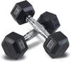 ALCOACH Rubber Coated Hex Dumbbell Set with Chrome Metal Handle for Strength Training-[ 2pcs-Hex Dumbbell 2.5KG]