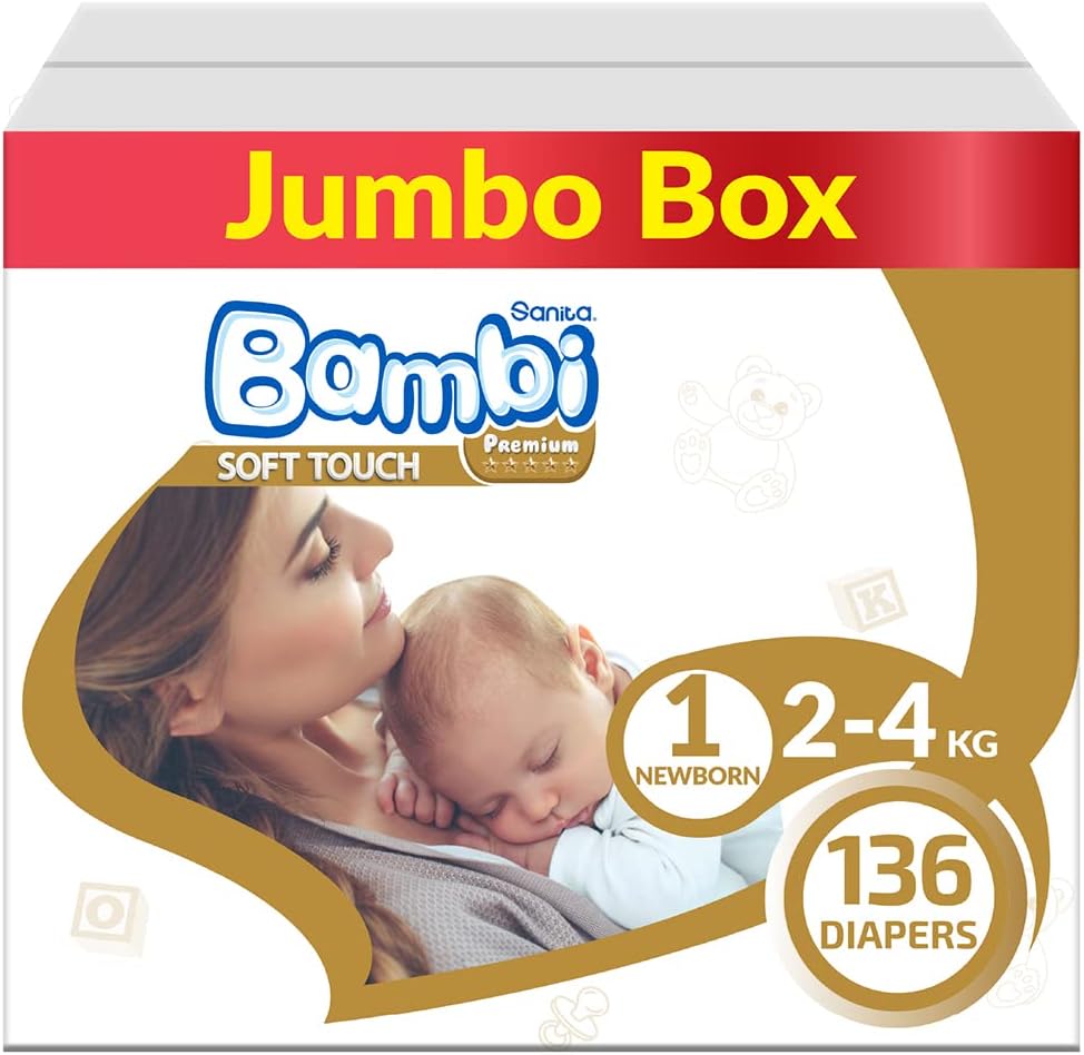Sanita Bambi, Size 1, Newborn, 2-4 kg, Super Box, 168 Diapers