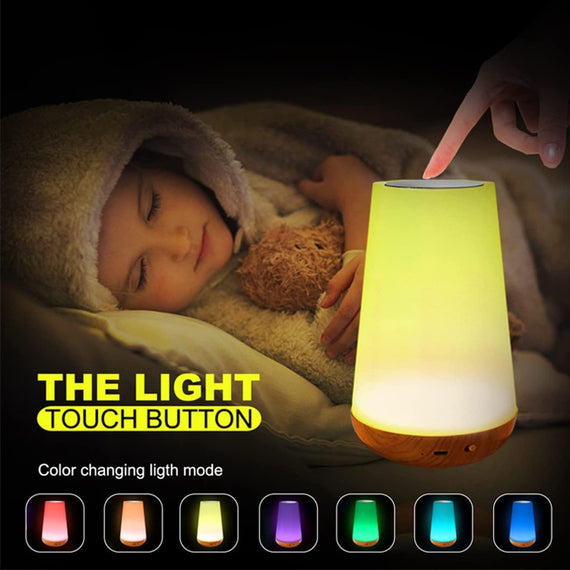 SKY-TOUCH Touch Lamp, Night Light, Bedroom Bedside Lamp Dimmable Color Night Lamp with Touch Control Adjustable Brightness Remote Control for Bedroom, Kid's Room and Living Room, USB rechargeable