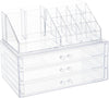 Clear Acrylic Cosmetic Organizer Makeup Holder Display Jewelry Storage Case 3 Drawer For Lipstick Liner Brush Holder