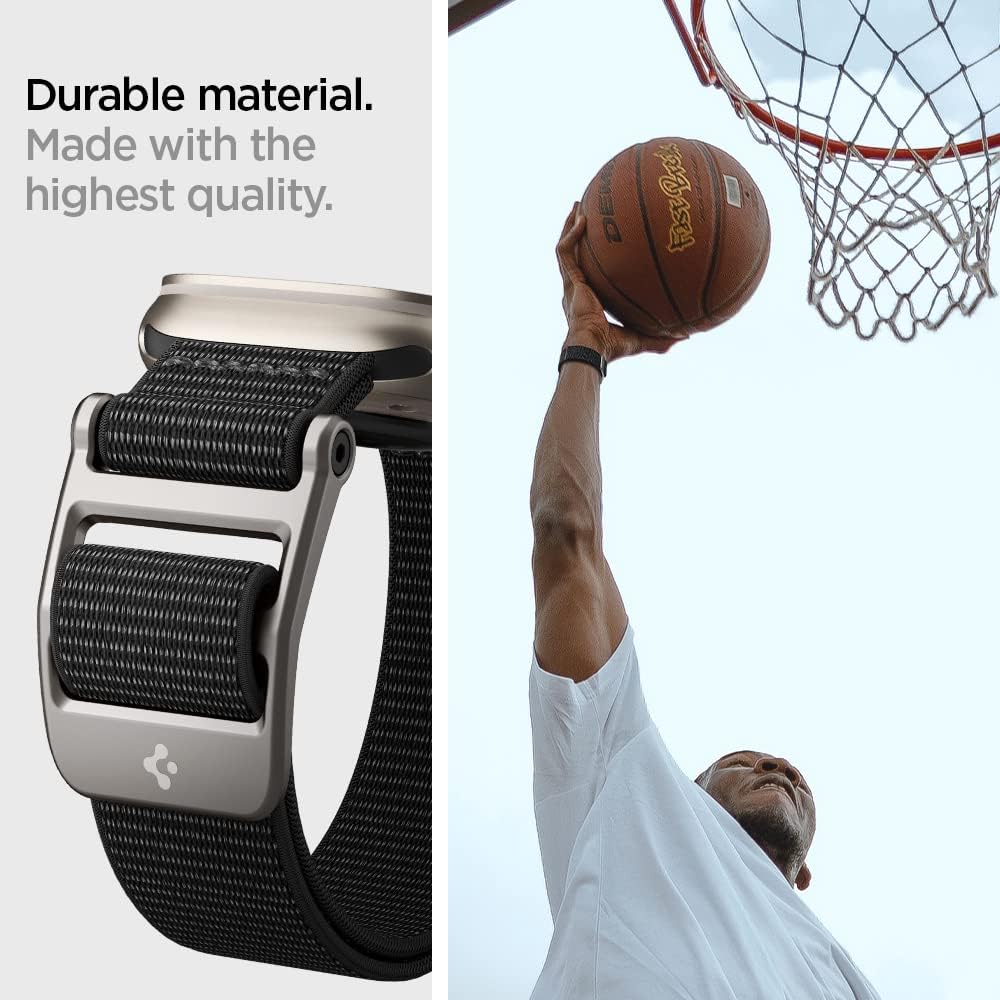 Spigen DuraPro Flex designed for Apple Watch Band for Apple Watch Ultra 2 / Ultra 49mm, Apple Watch Series 9/8/7 45mm, Series SE2/6/SE/5/4 44mm Ser 3/2/1 42mm Adjustable Solo Loop Band Strap - Black