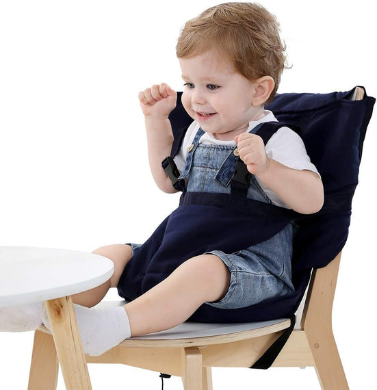 XICEN Easy Seat Portable Travel High Chair Safety Washable Cloth Harness for Infant Toddler Feeding with Adjustable Straps Shoulder Belt (Blue)