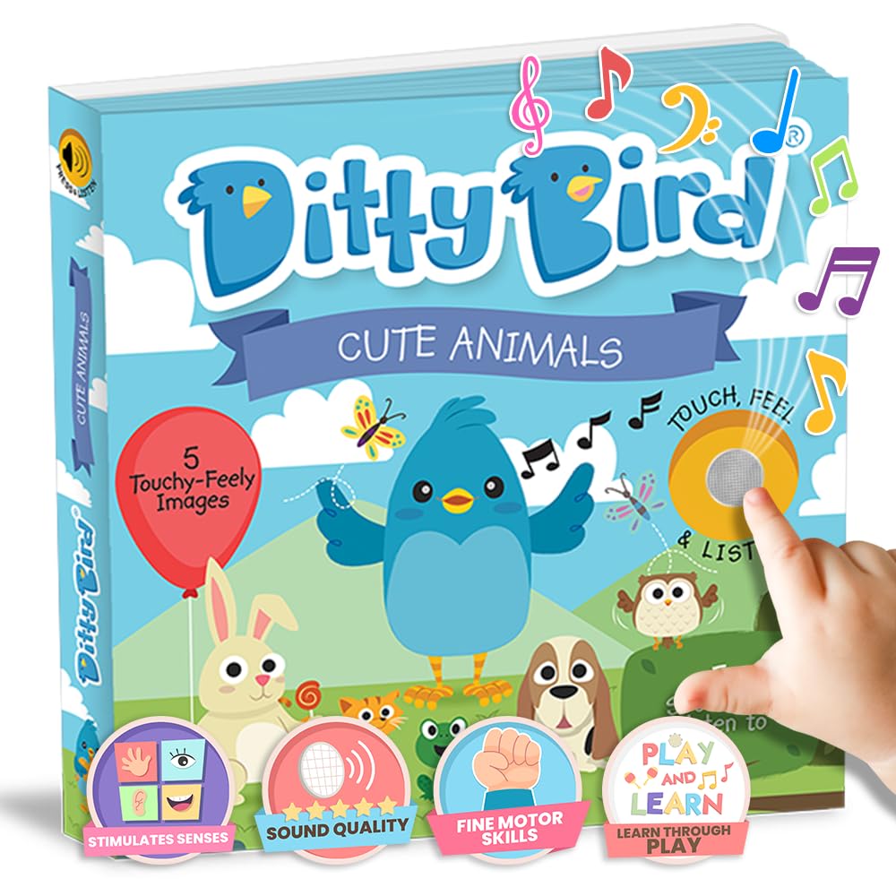 كتاب صوت DITTY BIRD للأطفال: كتاب صوت الحيوانات اللطيفة تلمس وتشعر هو أفضل هدايا للفتيات الصبية بعمر سنة واحدة.