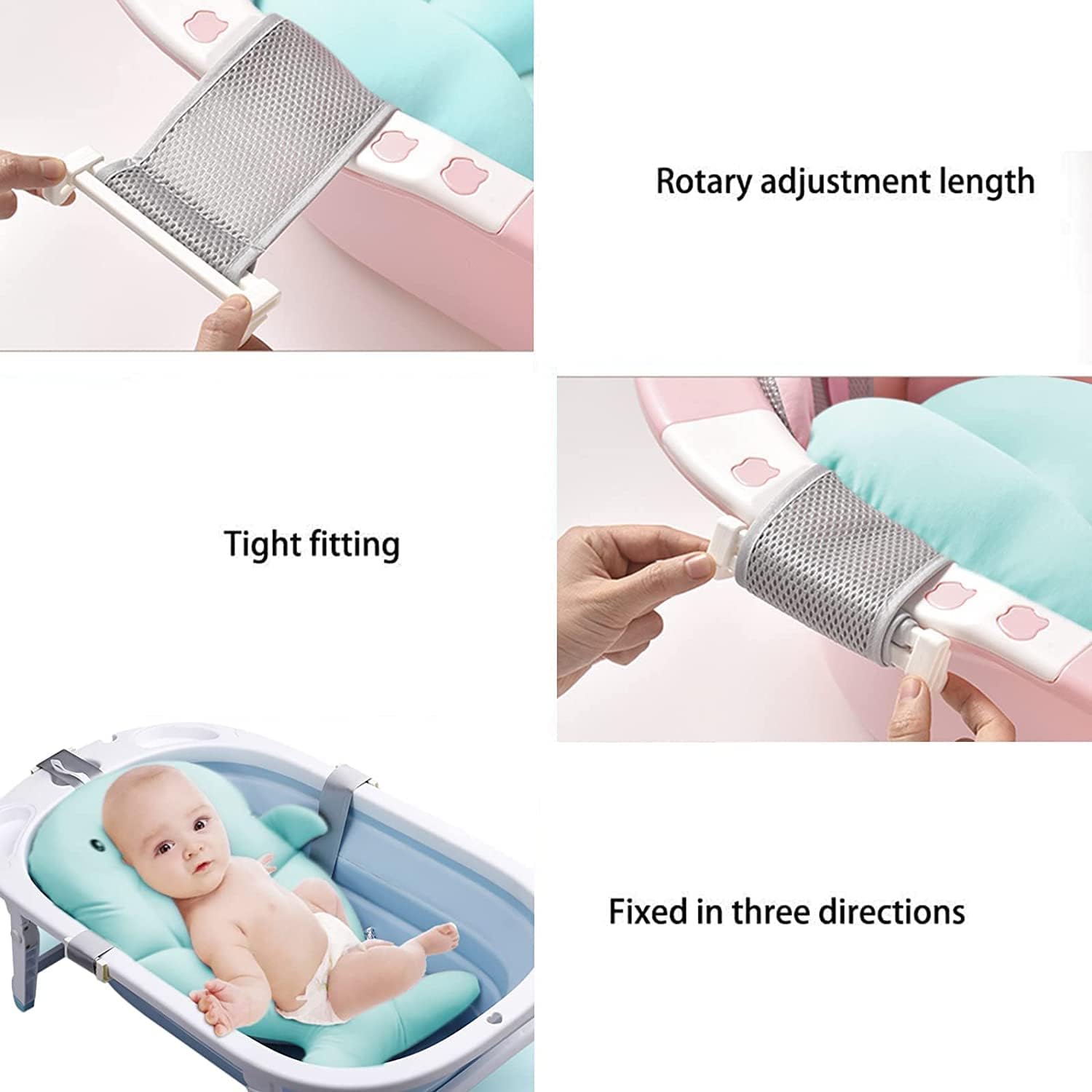 Baby Bath Pad, Adjustable Non-Slip Floating Infant Bath Support Cushion, Baby Bath Pillow for Bathtub, Bath Tub Seat Mat For New Born, Infants Bathing Support, Bath Organizers, 0-12 Months