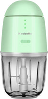 Kocbelle Food Processor,Cordless Small Food Processor & Portable Mini Food Chopper for Vegetables Fruit Salad Onion Garlic,Kitchen,1.3Cup 10 0z,150 Watts,Glass Container Dishwasher Safe,Green