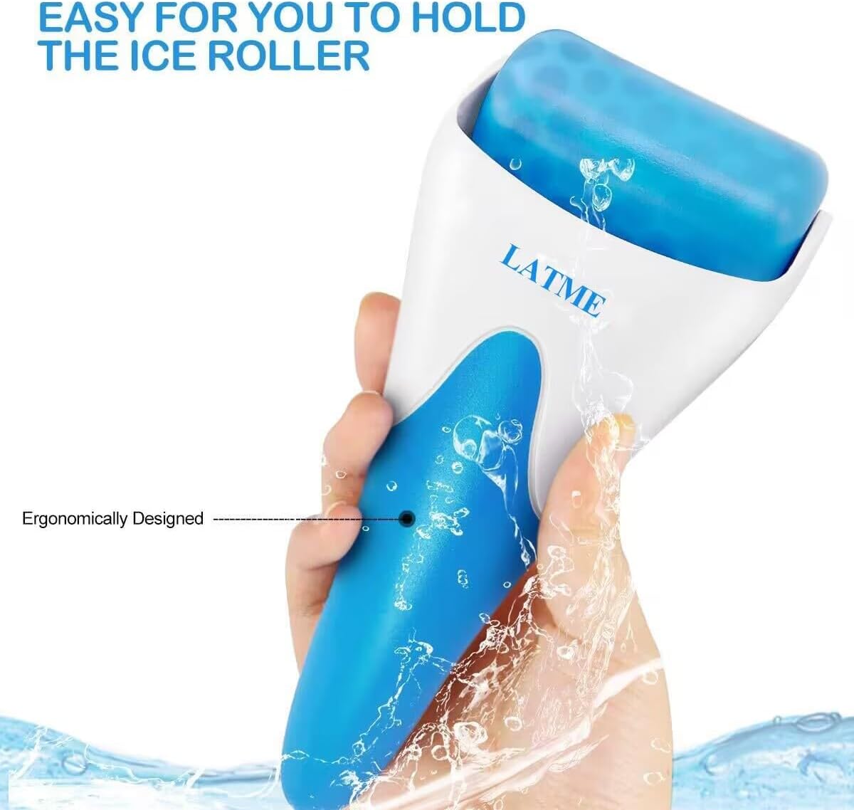 LATME Ice Roller for Face Eyes,Womens Gifts,Face Massager Roller Puffiness Migraine Pain Relief and Minor Injury (Blue)
