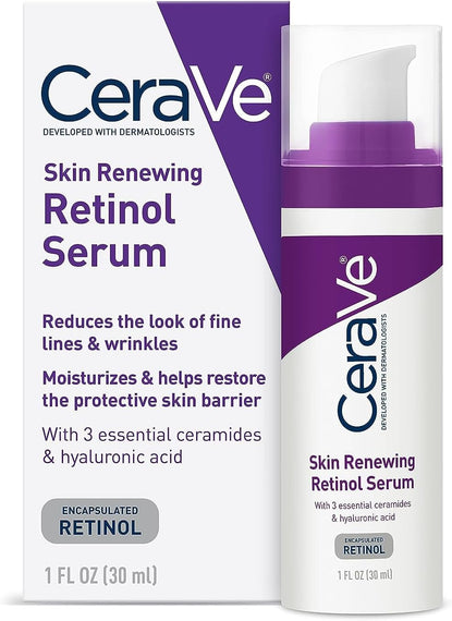 CeraVe Anti Aging Retinol Serum for Face | 1 Ounce | Cream Serum for Smoothing Fine Lines | Fragrance Free, Clear
