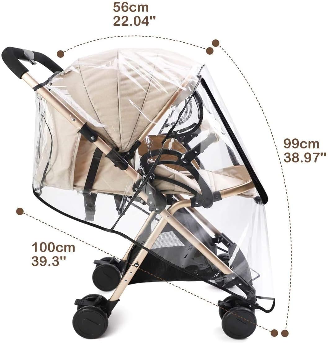 Monico Universal Rain Cover for Pushchair - PVC-Free|Stroller Buggy Air Circulating Water Resistant and Durable Baby Against Rain Snow Wind Sleet Dust Travel Outdoor Clear EVA Transparent