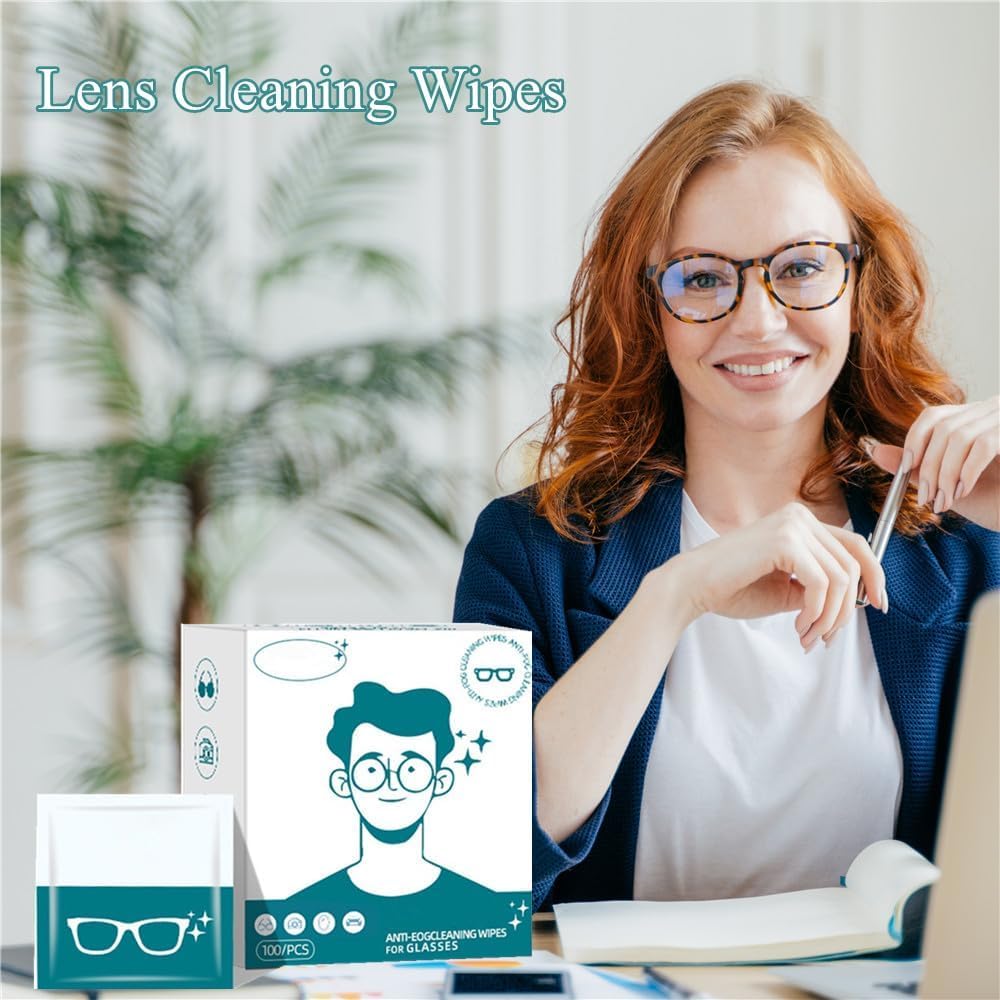 Hulami Lens Cleaning Wipes - 100 PACK Pre-Moistened Individually Wrapped Wipes for Eyeglasses, Sracth-Free Streak-Free Eye Glasses Cleaner Wipes for Sunglass, Camera Lens, Goggles