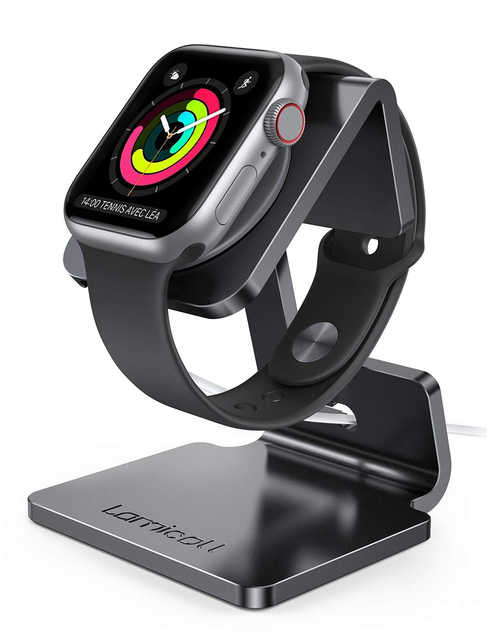 Lamicall Stand Suit for Apple Watch, Charging Stand : Desk Watch Stand Holder Charging Dock Station Compatible with Apple Watch Series 7/SE 45mm 41mm Series 6/5/4/3/2/1 / 44mm/42mm/40mm/38mm - Black