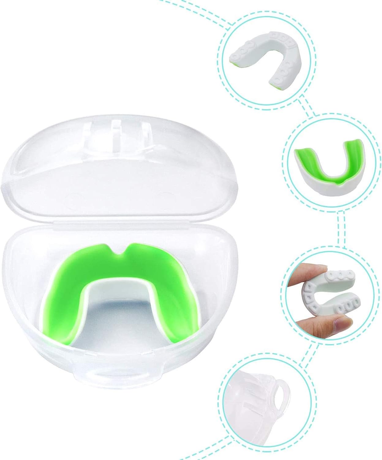 Starthi 5 Pack Youth Mouth Guard Sports Mouth Guard Mouthguard Gumshield for Kids Double Colored Kids for Football Basketball Boxing MMA Hockey with Free Case