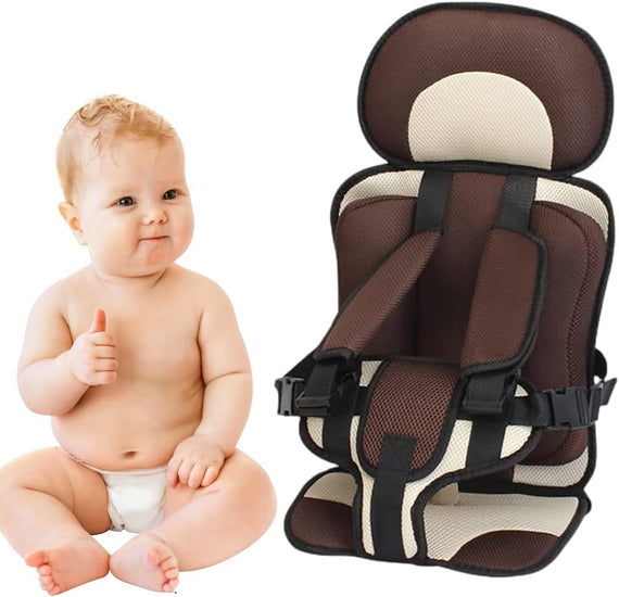 Auto Car Auxiliary Safety Seat Simple Car Portable Seat Belt, Foldable Car Seat Booster Seat for Car Protection, Travel Car Seat Accessories for 0-12 (Small (0-4 Year), Coffee)