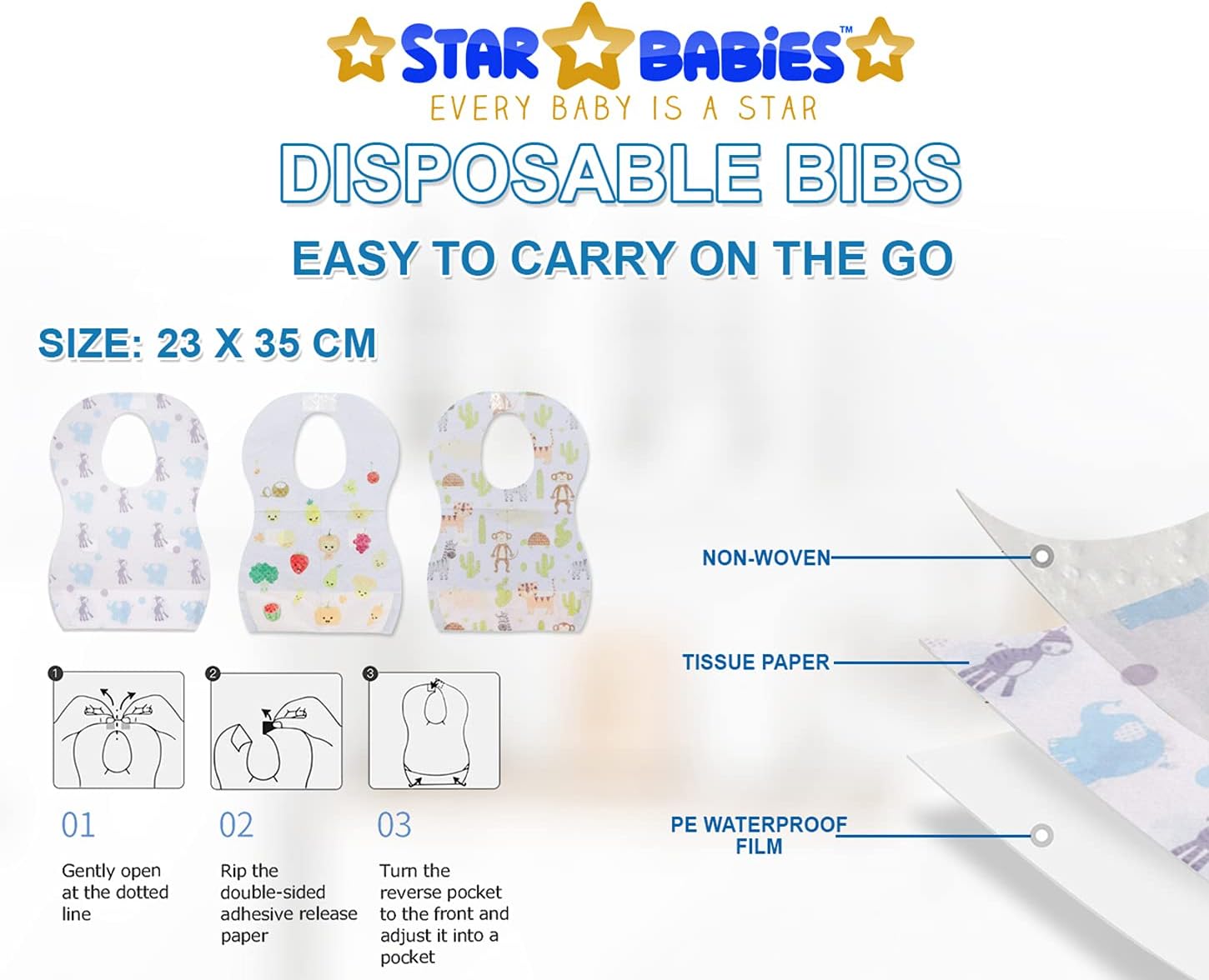 Star Babies Disposable Bibs Pack of 30, Pack of 1