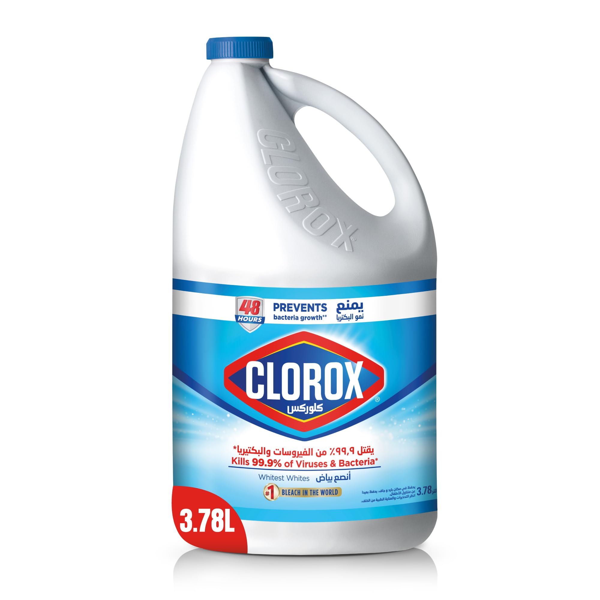 Clorox Liquid Bleach 3.78 Litres for Home & Office, Kills 99.9% Viruses & Bacteria, Removes Stains - Alcohol Free, Original Scent