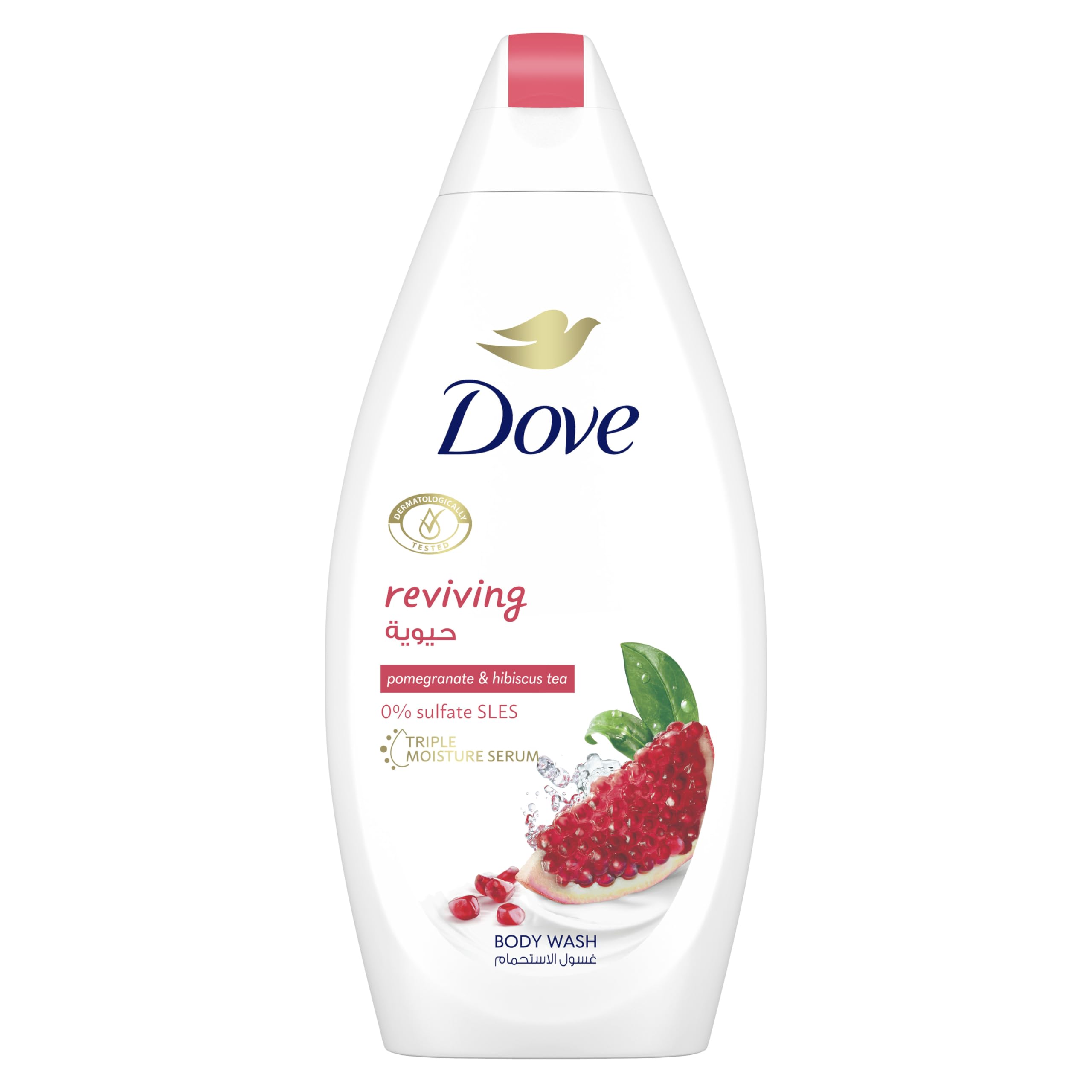 DOVE Go Fresh Refreshing Body Wash With Renew Blend technology, Pomegranate and Hibiscus Tea, With ¼ moisturising cream, 500ml