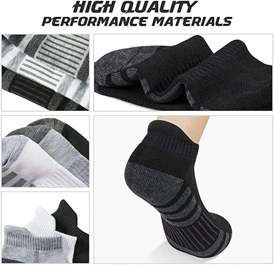 Arabest 6 Pairs Running Ankle Socks for Men Women,Compression Socks Athletic Cotton Comfort Cushion Sports Sock,Comfort Fit Low-Top Socks,Breathable,Sweat-Absorptive,Women Odor-Resistant Socks