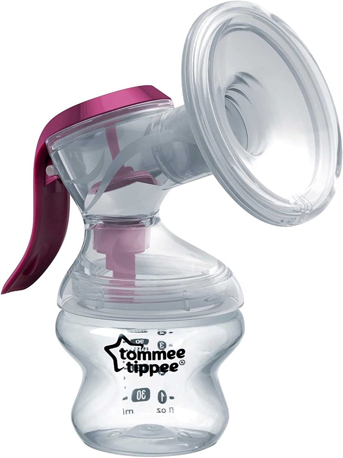 Tommee Tippee Made for Me Manual Breast Pump with soft, cushioned silicone cup and narrow neck for hand strain reduction