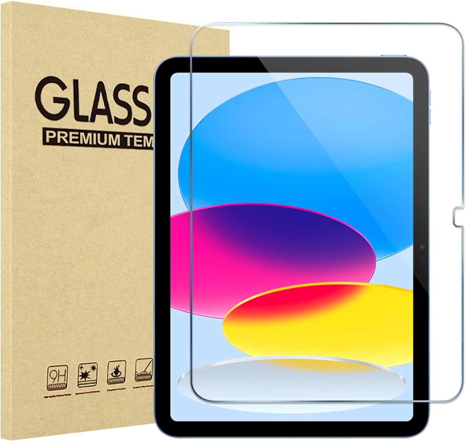 1 Pack ProCase iPad 10.9 10th Generation 2022 Screen Protector A2696/A2757/A2777, Tempered Glass Screen Film Guard for iPad 10th Gen 10.9" 2022 Release -Clear