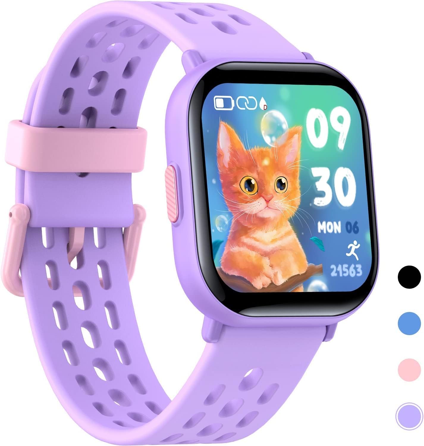 DMG Smart Watch for Kids, 1.54" Kids Fitness Activity Tracker Watch, IP68 Waterproof, Heart Rate Sleep Monitor, 8 Sport Modes, Pedometers, Calories Counter, Alarm Clock,Gifts for Teens 6+(Purple)
