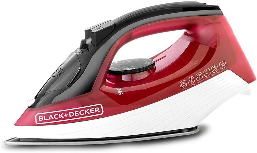 BLACK+DECKER 1600w 300ml steam iron, ceramic coated soleplate with anti calc, drip, self clean and auto shutoff, removes stubborn creases quickly easily x1550-b5