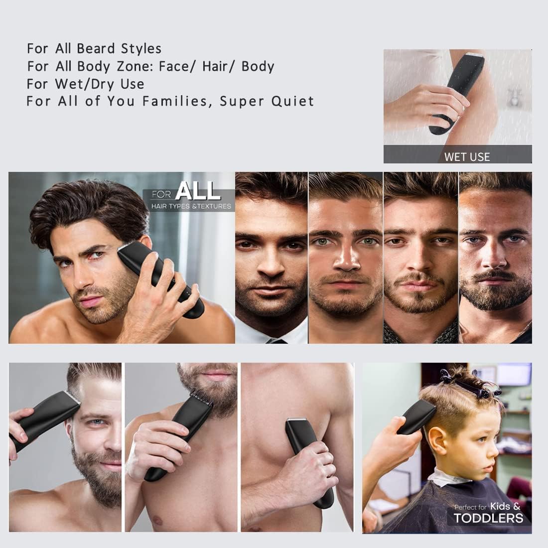 Kueh Body Trimmer for Men and Women, Ball Shaver, Electric Groin & Pubic Hair Trimmer, Waterproof Wet/Dry Groomer, Replaceable Ceramic Male Hygiene Razor Clippers, Standing Recharge Dock