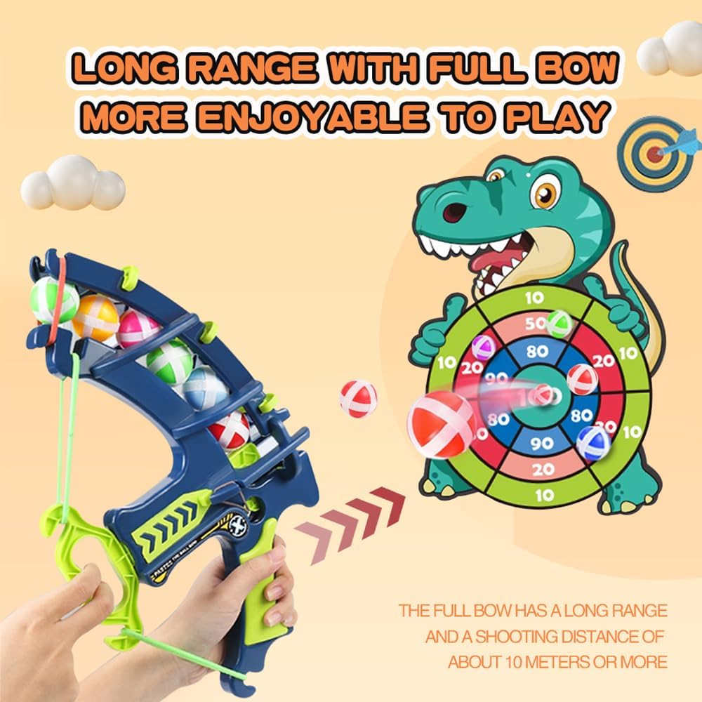 Target Shooting Games Kids Toys, DMG Archery Toy Set, Safe Shooting Games Toys, 1 Dinosaur Bow and Arrow with 24 Sticky Balls for 4 5 6 7 8 9 Years Old Boys Girls Toy Set Gift