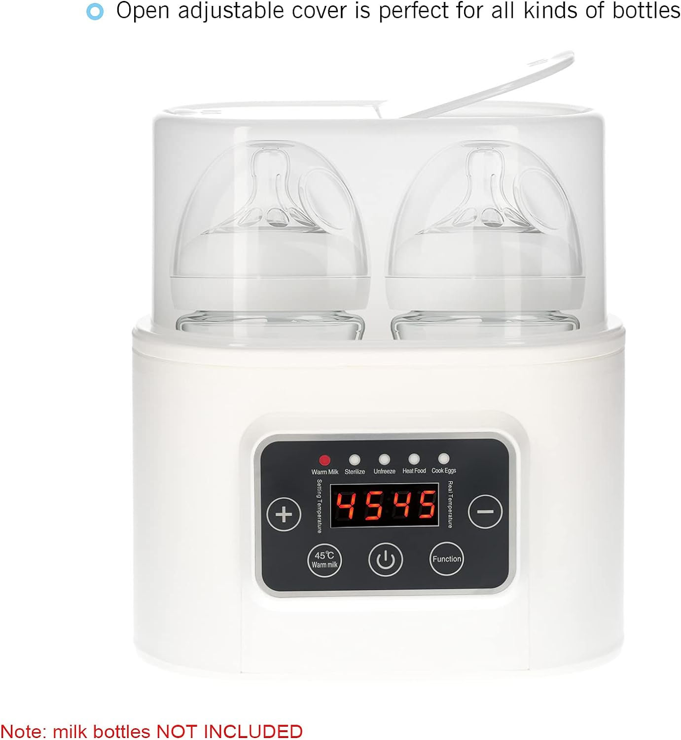 Morelian Baby Bottle Warmer 5-in-1 Digital Baby Food Heater with Timer Digital Display Double Bottle Steam Sterilizer Defrosting Portable Warmer for Breastmilk and Formula