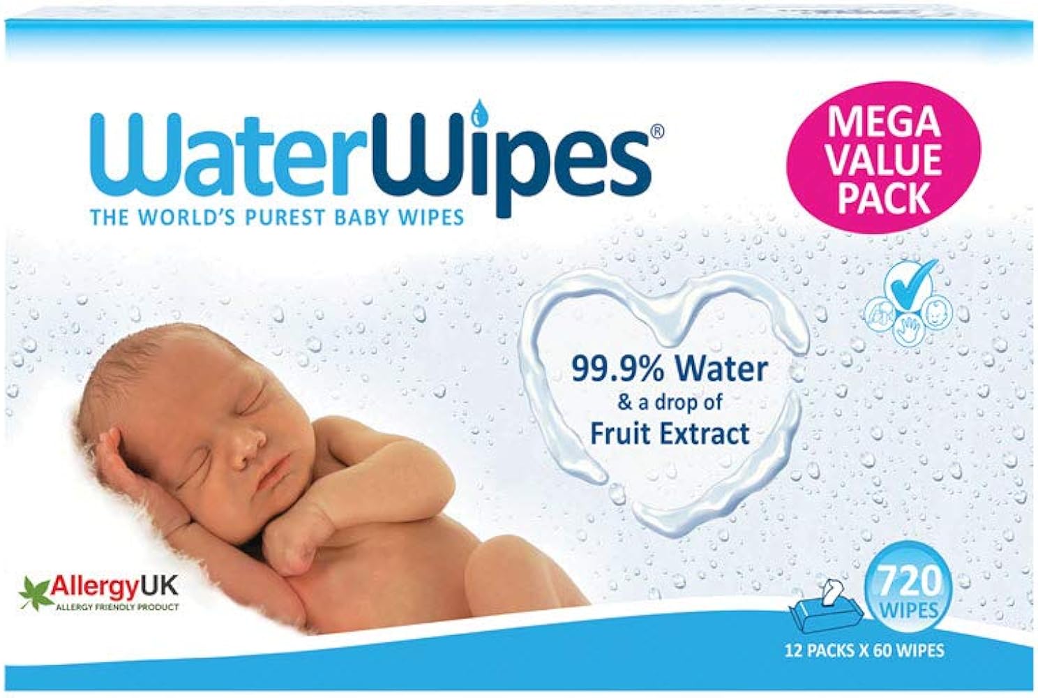 WaterWipes Original Plastic Free Baby Wipes, 540 Count (9 packs), 99.9% Water Based Wet Wipes & Unscented for Sensitive Skin