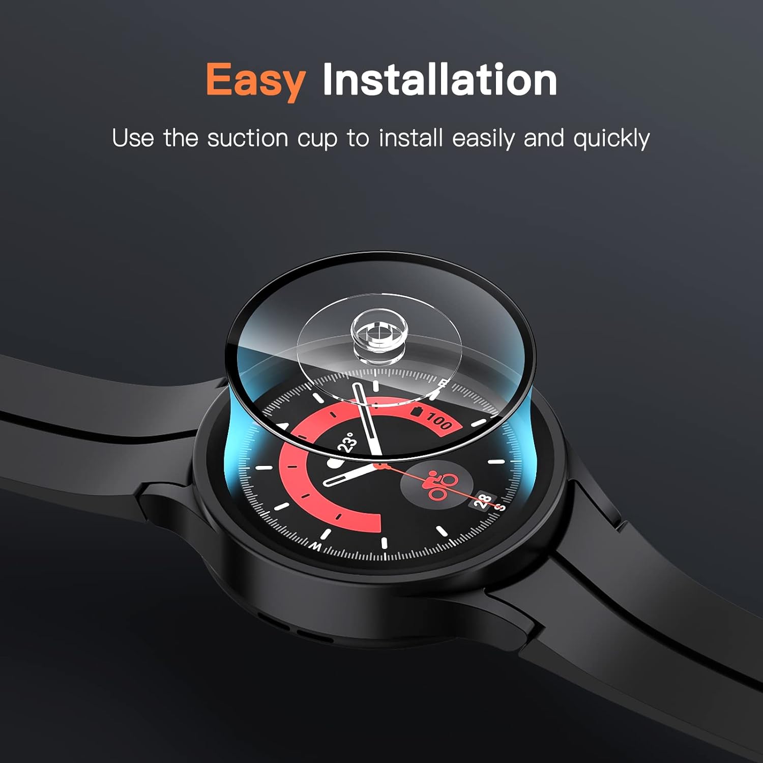 JETech Screen Protector for Samsung Galaxy Watch 5 Pro 45mm, Full Coverage Tempered Glass, HD Clear, 3 Pack