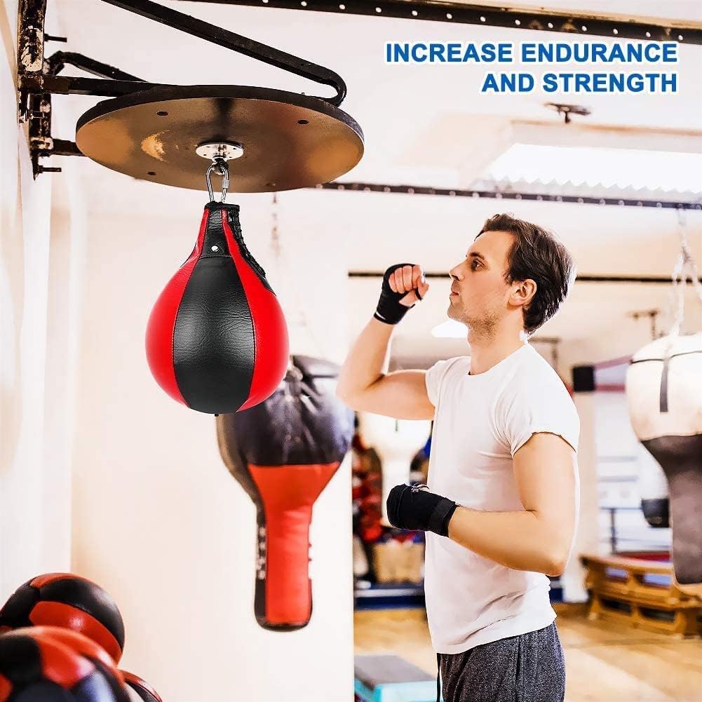 Arabest Punching Bag - Boxing Speed Bag for Adults and Kids, PU Leather Hanging Boxing Bag with Pump and Metal Hook, Speed Punch Bag for MMA, Muay Thai, Fitness Training