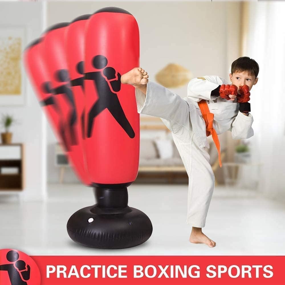 Arabest Inflatable Punching Bag, 160cm Kids Punching Bag, Free Standing Punching Bag for Kids and Adults, Inflatable Boxing Bag for Karate, Taekwondo, Decompression Kick Speed Training