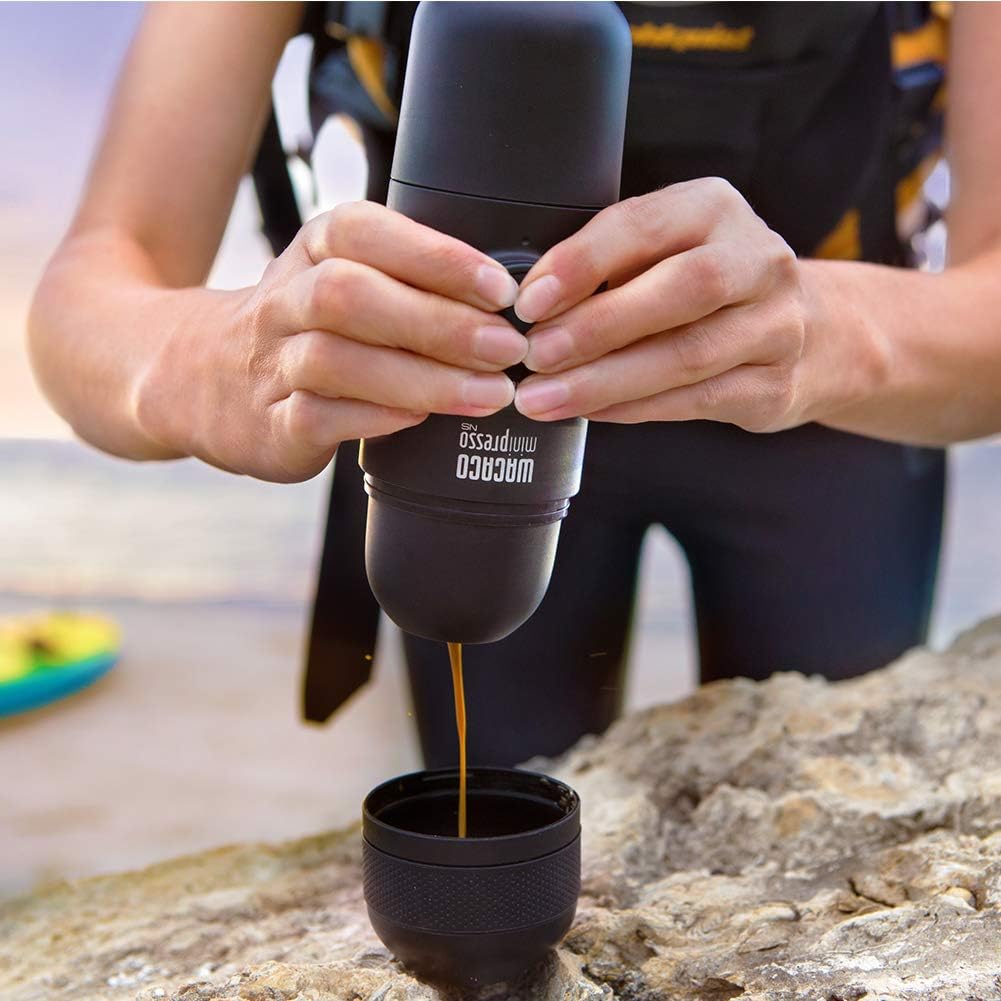 Wacaco Minipresso NS Manually operated Mini Portable Espresso Maker- Extra Small capsule coffee machine for Travel, Camping, Office-Black
