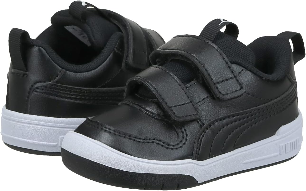 PUMA unisex-child Multiflex Sneaker, Puma Black-Puma White, 19 EU