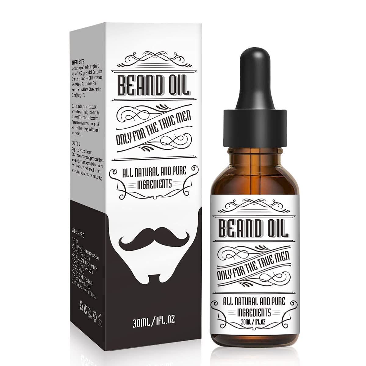 Beard Oil, Beard Oil For Men Growth, Make The Beard More Full, Thick And Smooth, Moisture To Reduce Frizz, All/Pure Natural Organic Plant Extraction, 1FL.OZ (Charming Sports)