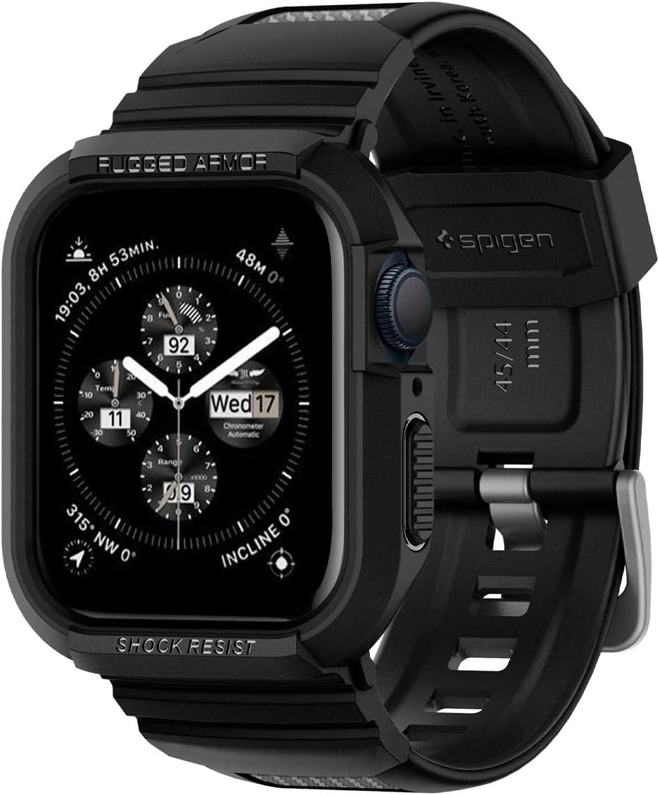 Spigen Rugged Armor PRO designed for Apple Watch Band with Case for Series 9/8/7 (45mm) and Series SE2/6/SE/5/4 (44mm)