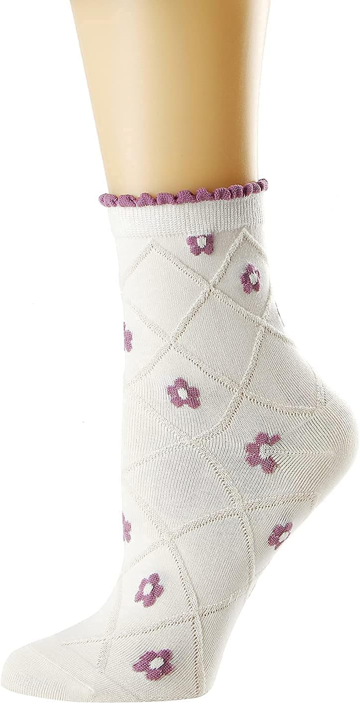 Women's Fun Socks, ELECDON Womens Crew Socks Ruffled Cotton Casual Socks for Women Cute Girls Socks 5 Pack