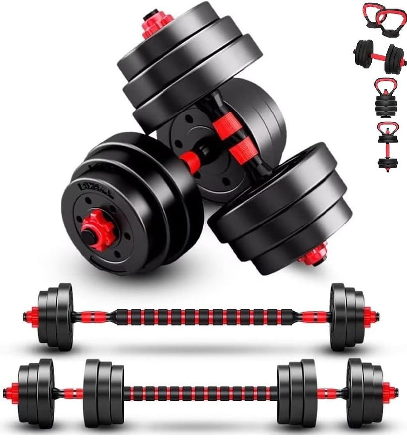 ALCOACH Adjustable Dumbbells Set for Men and Women 6 in 1 10 Kg Multifunctional Free Weights Set Kettlebell Barbell Push Up Workout Home Gym Workout Training