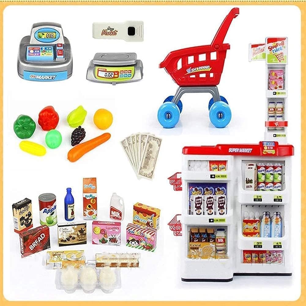 mke Mini Supermarket Toy Set for Kids/Ice Cream Shop/Pretend Play Kitchen Set for Girls and Boys (37 Pieces)